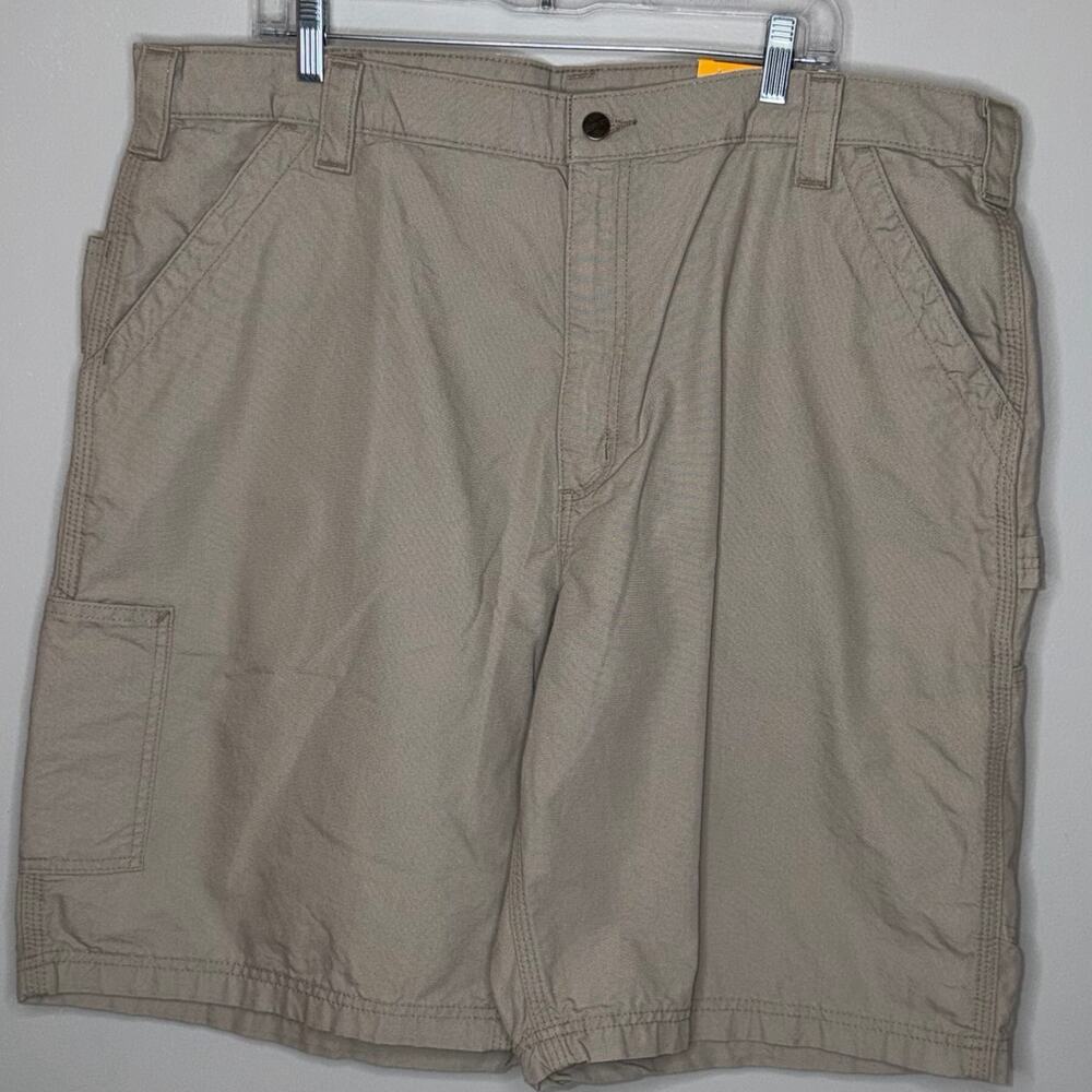 Carhartt Mens Size 42x10 Tan Loose Fit Canvas Utility Work Short